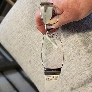 White And Silver New Rectangular Glasses With Bling